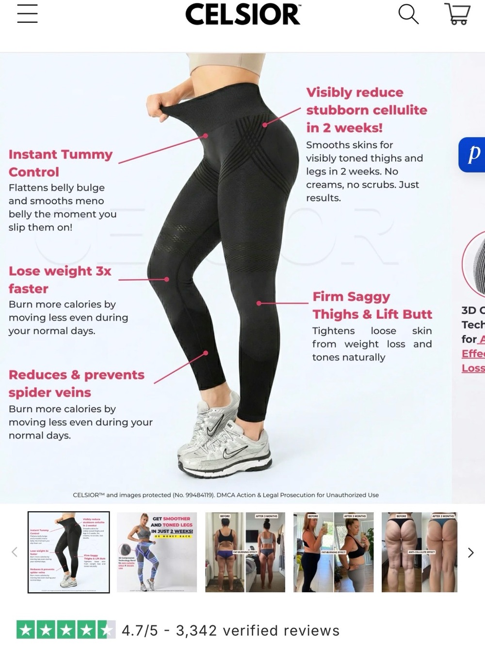 Celsior Black High-Waist Sculpting Leggings